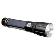 T6 Powerful Brightness Usb Rechargeable and Solar Charging Zoomable Led Flashlight 2000Mah Power Bank