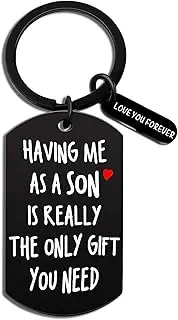 [Ibiwe] Father Day Keychain To Dad From Son Funny Birthday For Dads Moms Stocking Stuffers For Dad Mom Secret Santa Gifts For Men Women Having Me As A Son Is Really The Only Gift You Need, Black