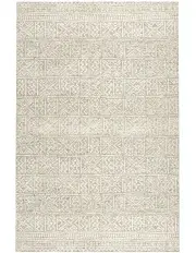 [Miss Amara] Melia Tribal Textured Rug in Grey and Ivory