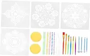 CIMAXIC 1 Set Mandala Dot Painting Tools Dotting Pens Stencils Color Palette Templates for DIY Art Drawing Projects Durable Easy to Clean Painting Supplies