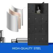 185cm Steel Metal Storage Cabinet Office Locker Filing Cabinet 12 Doors Black