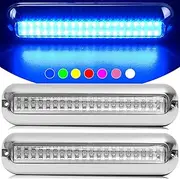 HUSUKU SOOP3 PRO 6.7" 1800LM 60LED Waterproof Stainless Steel Trim Ring Boat High-Intensity LED Underwater Light Clear Lens Pontoon Marine/Boat Transom
