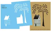 Joanie Stencil 6" tall Primitive Willow Tree Saltbox Home Country DIY Craft Sign