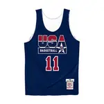 1992 DREAM TEAM USA 球員版雙面練習球衣 KARL MALONE 深藍白