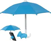 Phone Umbrella for Sun Shade Mini Phone Umbrella with Universal Piggy Suction Cup Stand Outdoor Anti-Glare Sun Cell Phone Cover Phone Suction Cup Holder Stand(Blue)