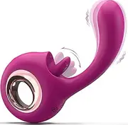 Adult Toys, G Spot Dildo Vibrator, 2 in 1 Tongue Licking & Vibrating Rose Sex Stimulator for Women with 9 Modes, Rechargeable Waterproof Adult Sex Toys for Women and Couples