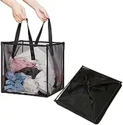 1 Pcs Popup Laundry Hamper, Collapsible Mesh Laundry Baskets with Handles,Foldable Clothes Hamper, Easy to Open, Portable for Laundry Storage, Kids Toy, College Dorm or Travel (Black,13 Inch)
