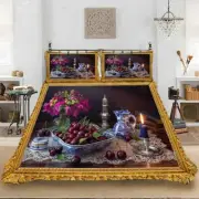 Red Cherry Relief 3D Printing Duvet Quilt Doona Covers Pillow Case Bedding Sets