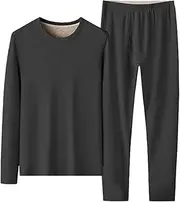 [Generic] Men's Thermal Underwear Long Johns Set with Fleece Lined Mens Thermals Top and Bottom Set Base Layer Men for Winter L-3XL