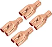 uxcell 5/16" x 5/16" x 5/16" ID Tee Tee Y Type Copper Fitting, 4 Pcs Welding Joint Split Union Intersection for HVAC, Air Conditioning Refrigeration System
