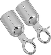 2 Pieces Metal Safety Rope End Hooks Cord End Caps for Barrier Stair Rope Black