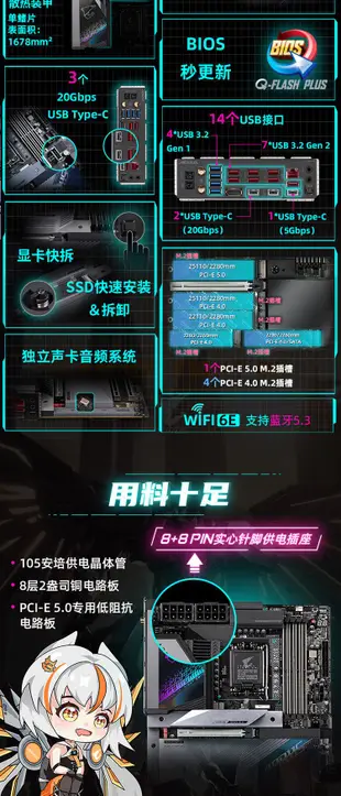 廠家現貨出貨技嘉Z790 AORUS MASTER ELITEAX主板超級雕 小雕 魔鷹 超耐久