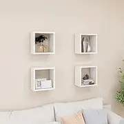 Wall Cube Shelves 4 pcs High Gloss White Storage Display Modern Home Decor