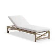 Kansas Outdoor Light Oak Aluminium Sun Lounge with Sunbrella Cushion Light Oak - Sunbrella Canvas