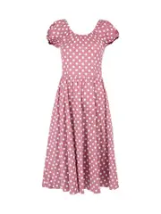 Mauve Polkadot Puff Sleeve Dress