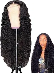 Curly Human Hair Wig - HD Lace Curly Wigs Pre Plucked | 150% Density Curly Water Wave Wigs, Natur-al Hairline Deep Curly Wigs