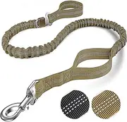 Apexillio Hands Free Dog Leash, Heavy Duty No Pull Long Dog Leash for Large Dog Medium Dogs, 6 Feet Tactical Bungee Training Dog Leash for Ute Running Car with Car Seatbelt (Army Green)