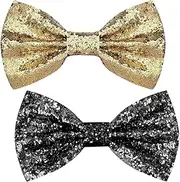 [Novbvia] Sparkly Glitter Sequin Pre-tied Bow Tie for Men,Ideal for Cocktail, Wedding Parties and Fancy Dress Costumes