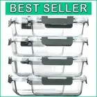 Microwave & Oven Safe Glass Food Storage Containers - 8-Pack, 30oz Each