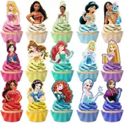 30pcs Princess Theme Birthday Cupcake Toppers Kids Girls Cake Decorations