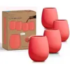 Unbreakable Silicone Wine Glasses | Set of 4-12oz | BPA-Free | Stemless Outdo...
