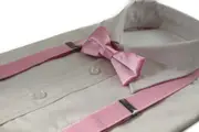 Boys Adjustable Baby Pink 65Cm Suspenders & Matching Bow Tie Set