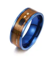 Blue NTAG213 Tag Ring Multifunctional Intelligent Ring Titanium Steel Smart Wear Finger Digital Rings for Men Women