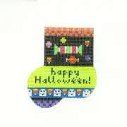 A. Bradley Happy Halloween Mini Sock Ornament Handpainted Needlepoint Canvas