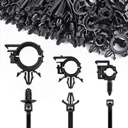 UNIGT 150pcs Push Mount Cable Zip Tie with Car Wire Loom Routing Clips, Universal Compatible with GM Ford Trucks Cars Sedan UTV Engine Bay Self Locking Straps