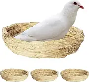 4-Pack Woven Bird Nest, Woven Grass Nest, Flat-Bottom Bird Bed, Pet Supplies for Pigeons, Parrots, Sparrows, Rabbits, Chinchillas, Hamsters, etc.