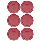 Pyrex 7200-PC Sangria Red Round Plastic Storage Replacement Lid Cover (6-Pack)