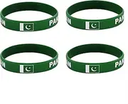 4 Pakistan Flag Silicone Bracelets, Pakistan Fans Cheering Bracelets Souvenirs, Outdoor Sports Wristbands, One size, Silicone, no gemstone