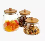 Clear Glass Jar with Wood Lid Kitchen Storage Jars Candy Cookies Sugar Jars