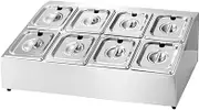 Fenteer Commercial Jams Box for Small Ingredients Removable Containers Condiment Display Serving Tray for Outdoor Hotel Party BBQ Bar, 8 Compartments