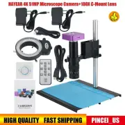HAYEAR 4K 51MP Industrial Microscope Camera+180X C-Mount Lens +Remote Controller