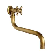Antique Wall Mounted Brass Swivel Cold Water Tap, Cross Handle Garden Vintage Faucet