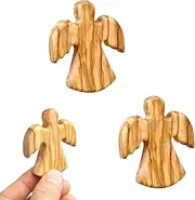 Guardian Angel Cross Made of Bethlehem Olive Wood - Hand-Painted Angel Cross with Chisels for Baptism, First Communion & Confirmation | 6 cm Blessing Dispenser in Reliquary Gift Box with Prayer Card
