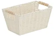 Annabel Trends: Papier Woven Basket W/Beaded Handle - White
