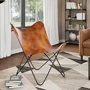 Butterfly Chair Brown Real Leather Home Chairs