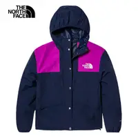 在飛比找PChome24h購物優惠-The North Face北面女款藍紫拼接防風防潑水連帽外