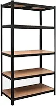 Traderight 5-Tier Warehouse Shelving Rack, Garage Display Shelves,Heavy Duty Steel Rack Pallet Storage,Black Steel Frame & MDF Shelves,175KG for Each Shelf,1.72M High,0.75M Length