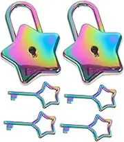 NULYLU 2Pcs Star Shaped Padlocks for Diary Jewelry Box Mini Decorative Locks with Key for Handbags Makeup Bags Enhanced Privacy Versatile Use