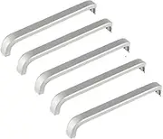 SagaSave Silver Cupboard Handle, 5 Packs Solid Aluminum Alloy Drawer Pulls for Kitchen Cupboard, Bathroom Door and Furniture, 10 Screws Included (128mm)