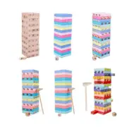 Wooden Tumbling Tower Stacking Toy Balance Block Preschool Fine Motor Skill Toy