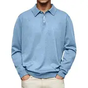 Men's Golf Shirt Golf Polos Shirts Work Casual Lapel Long Sleeve Basic Modern Plain Buttons Spring Fall Regular Fit Dark Brown Black Light Green Red Navy Blue