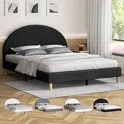 ALFORDSON Bed Frame Base King Size with Linen Fabric Upholstery Upholstery, Bed Platform Foundation with Headboard for Mattress Topper, Calla Fabric Charcoal