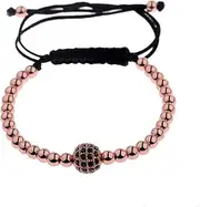 [U.S. Polo Assn.] Luxury Black Zircon Long Tubes&4MM Copper Beads Macrame Men Bracelets&, Bangles for Women Jewelry (Metal Color : AB1000-4)