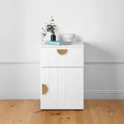 Porto Bedside Table - White - Vj Panel - Half Moon Brass