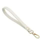 PU Leather Keychain with Metal Gold Key Ring Lock for Wallet Purse, White