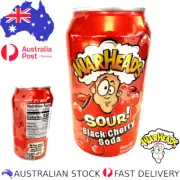 Warheads Sour Black Cherry Soda Drink 355ml Can, NEW SEALED